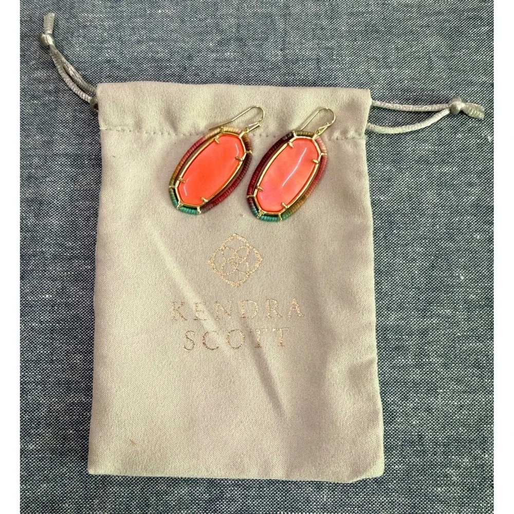 Kendra Scott Elle Threaded Drop Earring in Coral Illusion Gold Tone Multicolor